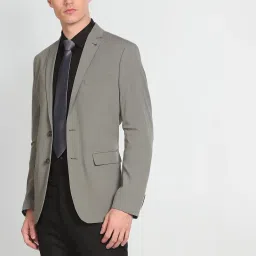 Arrow Grey Regular Fit Self Pattern Blazers image 4
