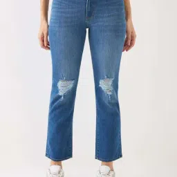 Spykar Blue Cotton Wide Leg Fit Distressed Jeans-picture-22