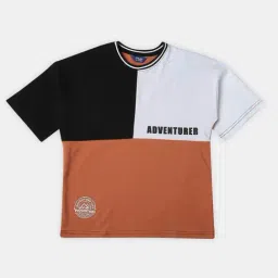 R&B Kids Brown Color Block Short Sleeves Regular Fit Regular Fit T-Shirt-picture-14