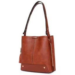 Aldo CALLIA220 Brown Solid Medium Bucket Handbag image 4