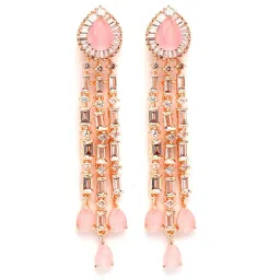 Karatcart Rose-Gold Tone Drop Earrings for Women image 4