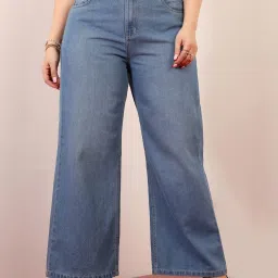 Miss Chase A+ Blue Denim Solid High Rise Jeans image 3
