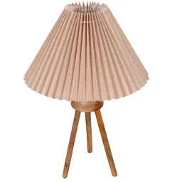 Homesake Beige Wood Tripod Small Table Lamp image 3