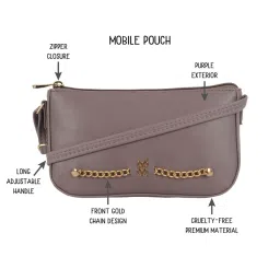 Baggit Lilac Chalk Solid Large Sling Handbag image 4