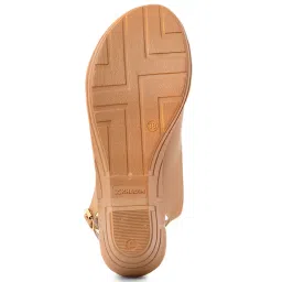 Khadim Women's Tan Sling Back Wedges image 4