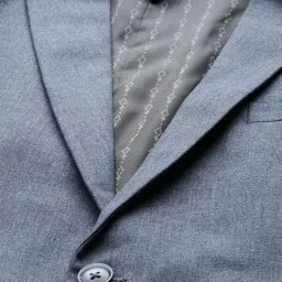 ManQ Denim Blue Slim Fit Notch Lapel Blazer image 4