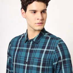Lee Blue Slim Fit Check Shirt image 4