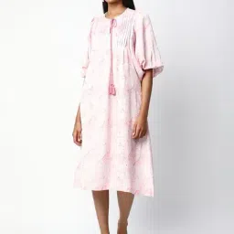 R&B Pink Cotton Abstract A Line Kurta-picture-28