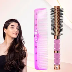 MAJESTIQUE Set Of 2 Round Hair Brush & Comb image 1