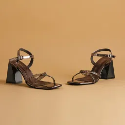 Eridani Women's Bel Gun Metal Ankle Strap Sandals image 4