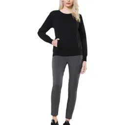 Van Heusen Women Black Round Neck Sweatshirt-image-24