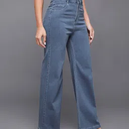 Miss Chase Blue Relaxed Fit High Rise Stretchable Jeans image 3
