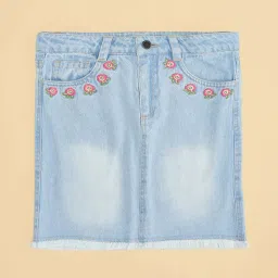 Pantaloons Junior Girls Arctic Ice Cotton Solid Skirts image 3