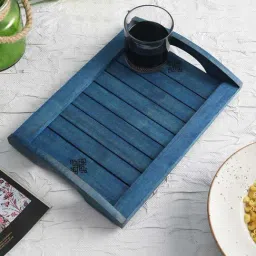 VarEesha Distress Blue Blue Wood Rectangular Tray-image-39