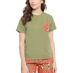 La Intimo Green Printed T-Shirt With Shorts-image-81