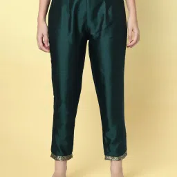 VredeVogel Green Woven Pattern Kurta Pant Set With Dupatta image 4