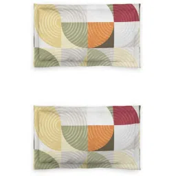 DDecor Jazz Geometric Red Cotton 136 TC Double Bedsheet With 2 Pillow Covers image 4