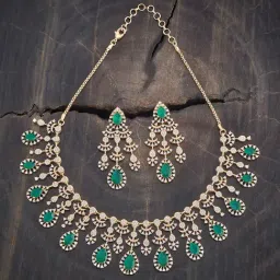 Kushal's Fashion Jewellery Green Golden Set for Women-picture-20