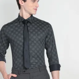 Arrow New York Black Cotton Slim Fit Printed Shirt image 4