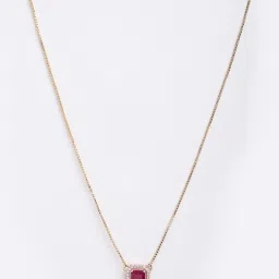 Panash Gold Plated Red CZ Stone Studded Pendant Chain image 3