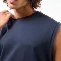 Bewakoof Men's Blue Boxy Fit Vest image 4