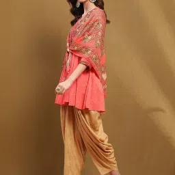 Biba Peach Embroidered Kurta Pant Set With Dupatta image 3