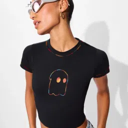 The Souled Store Black ted Logo T-Shirt image 3