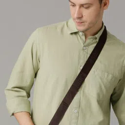 CAVALLO by Linen Club Green Regular Fit Shirt image 4