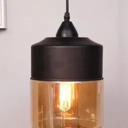 Homesake Black & Transparent Glass Ceiling Lamp - Set of 1 image 2