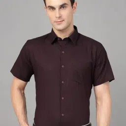 Hancock Burgundy Slim Fit Solid Shirt-picture-41