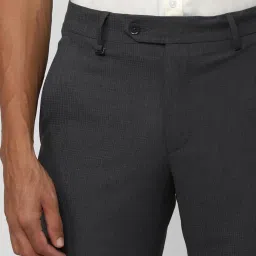 Van Heusen Grey Slim Fit Self Pattern Trousers image 4