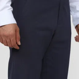 Peter England Navy Slim Fit Trousers image 4