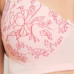 Clovia Pink Floral Print Full Coverage Non-Wired Push-Up Bra image 4