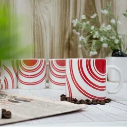 Femora Red Ceramic Handcrafted Tea Cups (0.18 L) - Set of 6 image 3