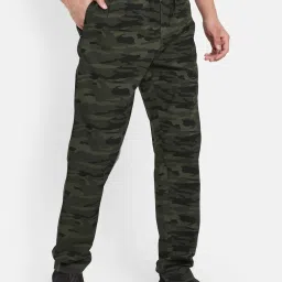Octave Olive Cotton Regular Fit Printed Trackpants image 4