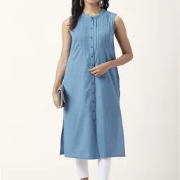 Rangmanch by Pantaloons Blue Cotton Straight Kurta image 4