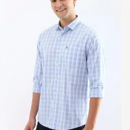 Allen Solly Blue Cotton Slim Fit Checks Shirt image 3