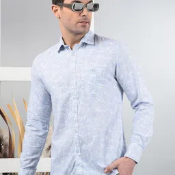 Crimsoune Club Men Classic Slim Fit Spread Collar Abstract Printed Cotton Casual Shirt-picture-29