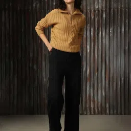 High Star Mustard Self Design Sweater image 3