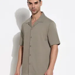 showoffff SHOWOFF Olive Relaxed Fit Solid Shirt image 3