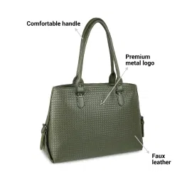 Mochi Green Textured Medium Tote Handbag image 3