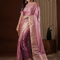 Saree Mall Pink Woven Sarees With Unstitched Blouse image 3