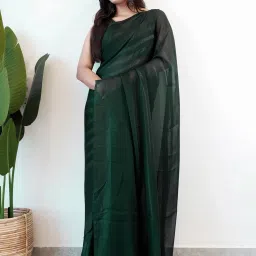Saree Mall Green Printed Sarees With Unstitched Blouse image 3