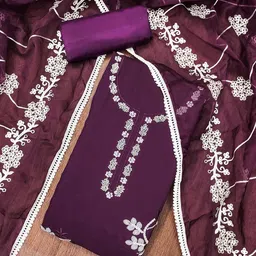 SAINOOR Embroidered Pure Cotton Semi-Stitched Dress Material-picture-45