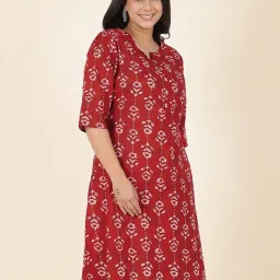 ARAMYA Maroon Cotton Floral Kurta image 3