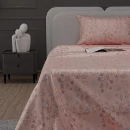 Stoa Paris Elegance Peach Polyester 300 TC Sateen Super King Size Bed Sheet With 2 Pillow Covers image 3