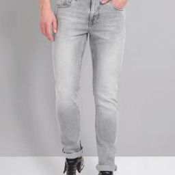 AD by Arvind Grey Slim Fit Lightly Washed Jeans-picture-13