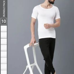 Force NXT White Cotton Regular Fit Vest - Pack Of 10-picture-1