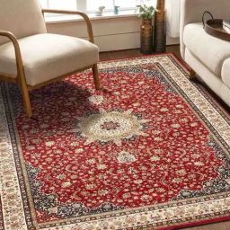 Obsessions Red & Cream Polypropylene Machine Made Classical Carpet - Large-picture-33