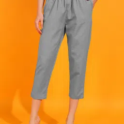 Me Craft Women Comfort Slim Fit Mid-Rise Pleated Cigarette Trousers-image-91